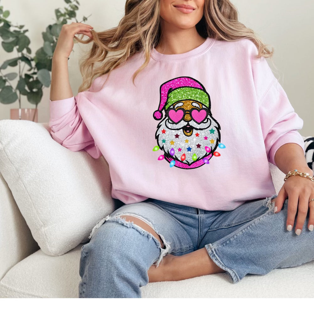 Glitter Santa Sweatshirt, Pink