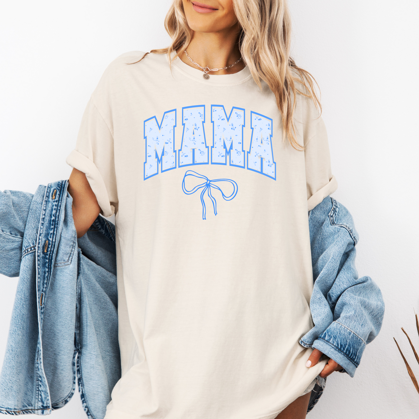 Blue Bow Mama Tee