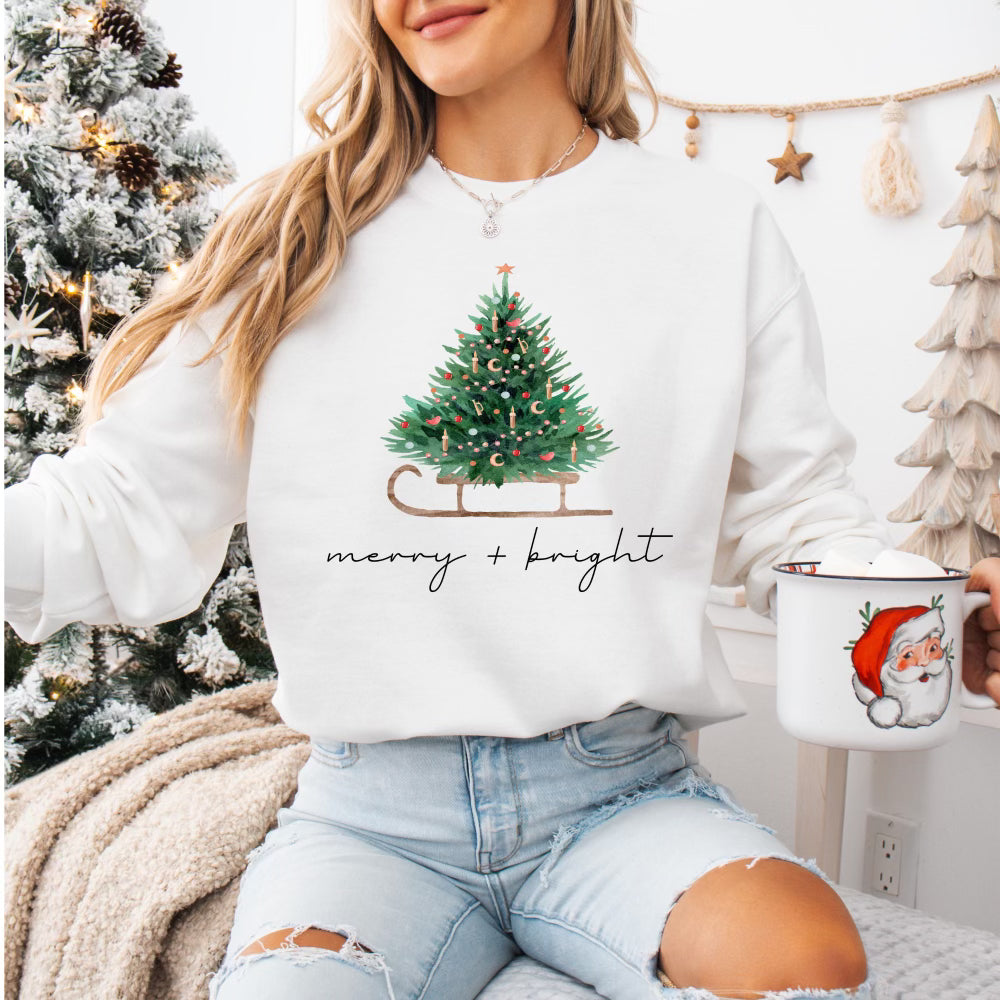 Merry & Bright Sweatshirt, White