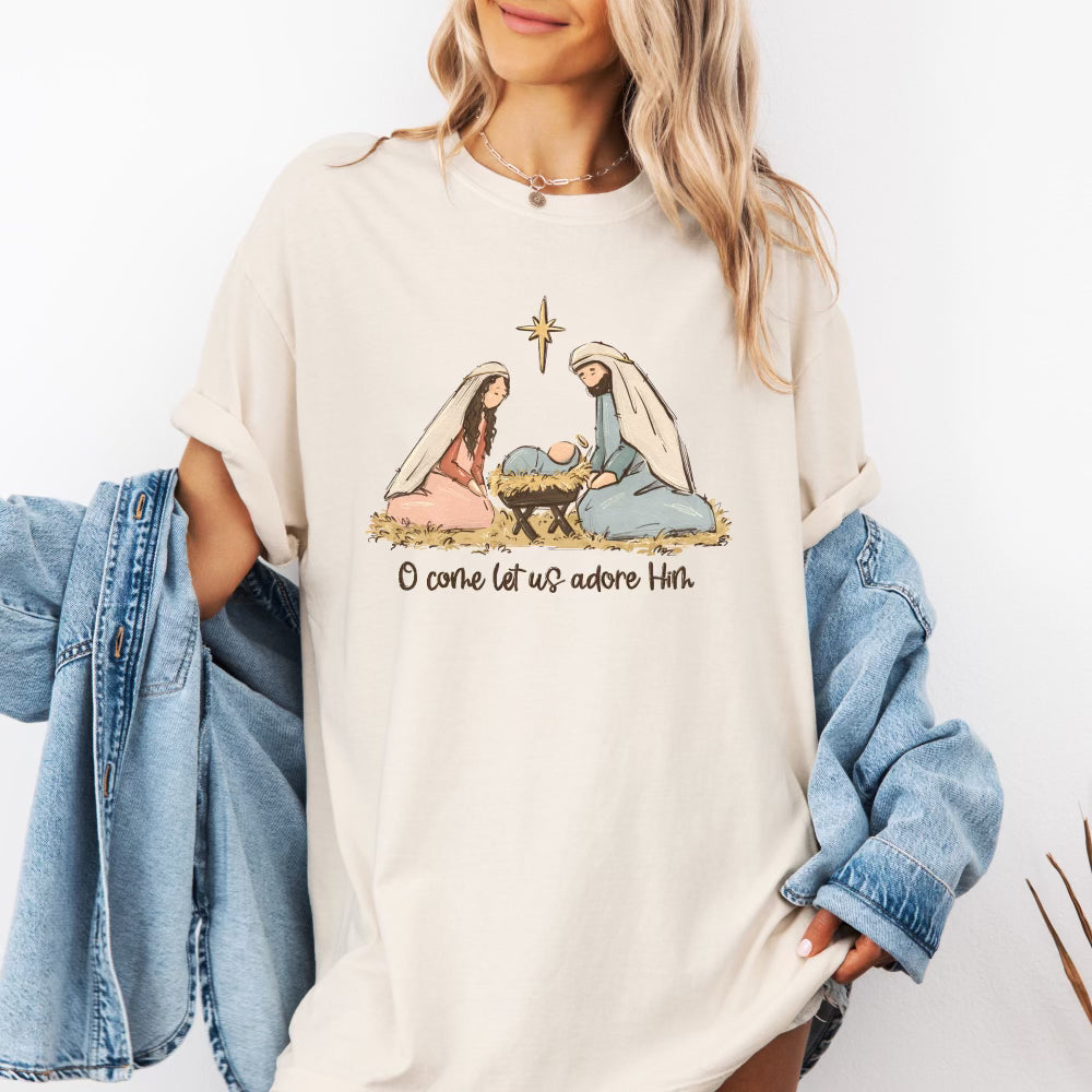 Nativity Scene Tee, Ivory