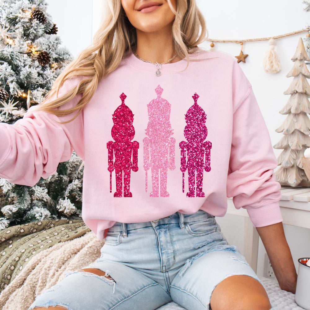 Glitter Nutcracker Sweatshirt, Pink