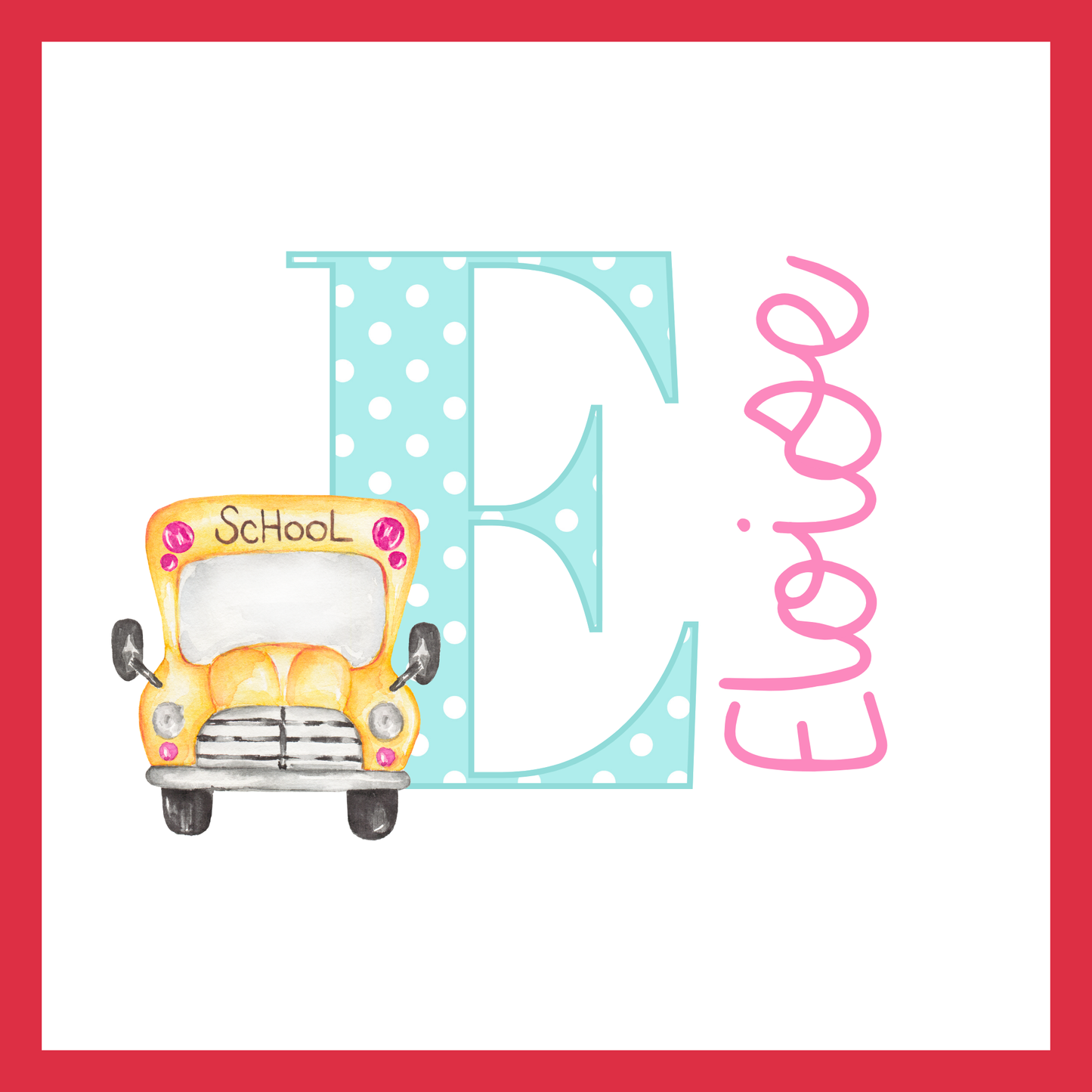 Large Initial School Monogram, Girl