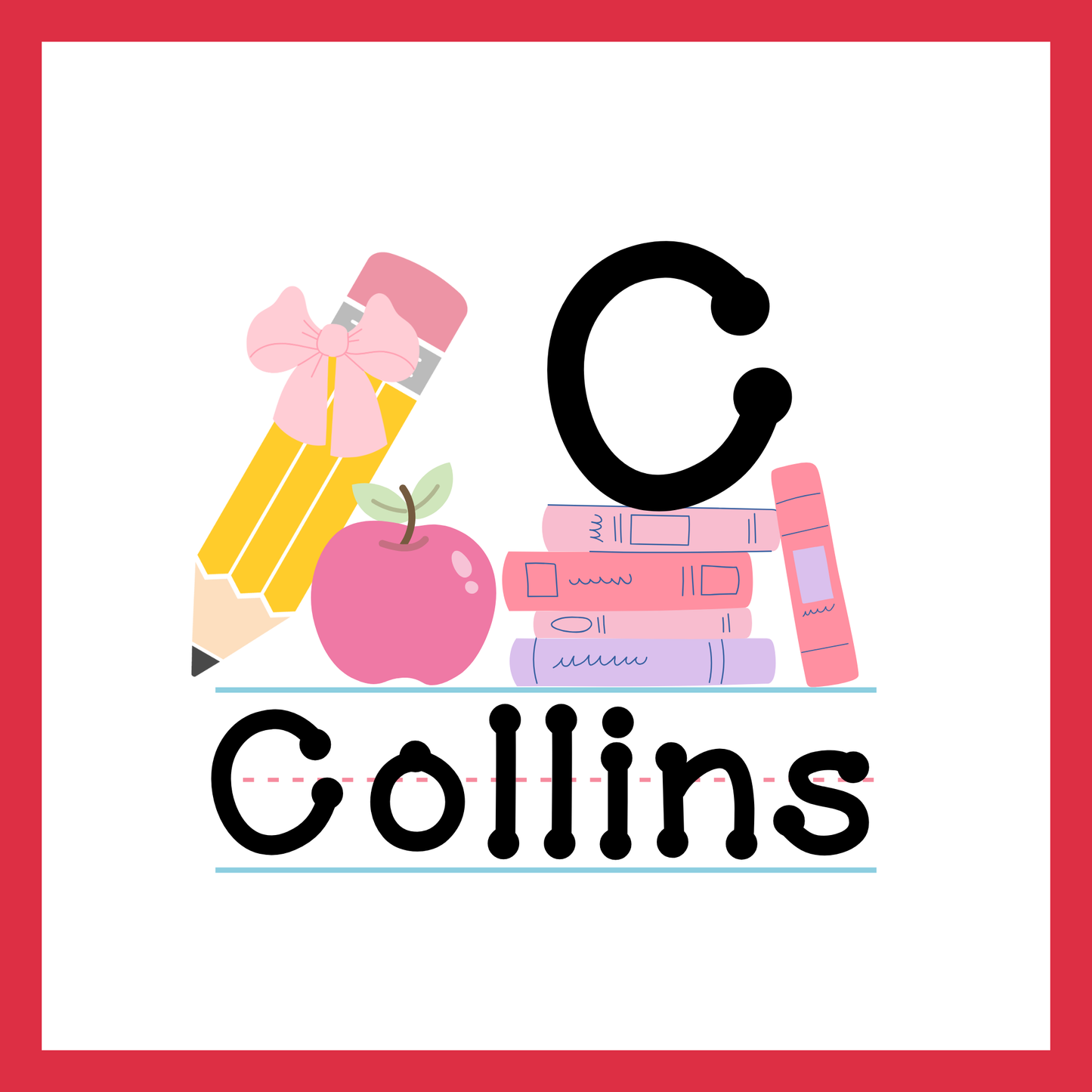 Back to School Initial & Name, Girl