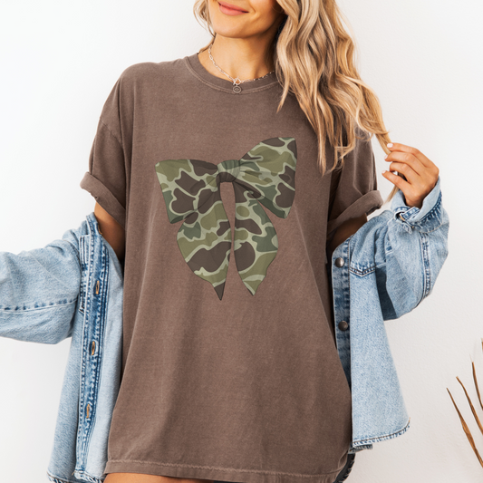 Camo Bow Tee, Brown