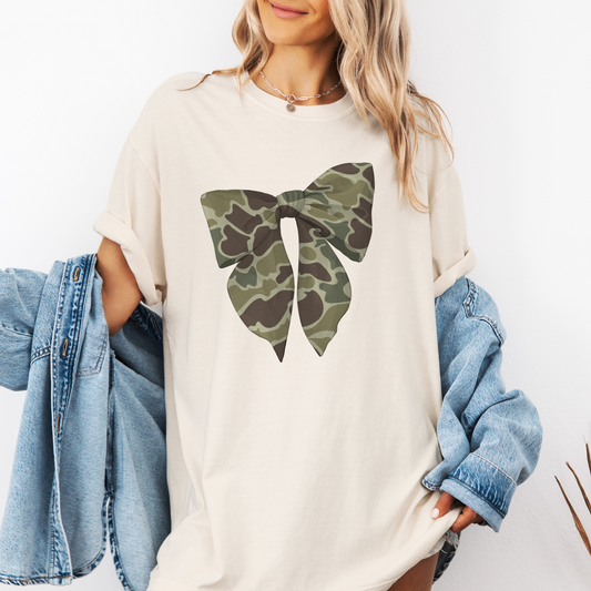 Camo Bow Tee, Cream